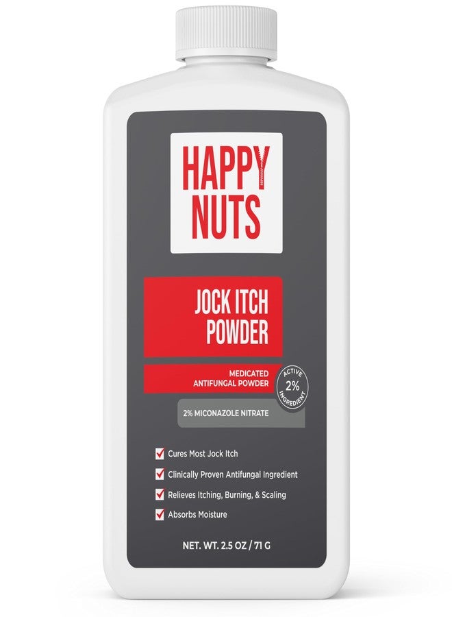 HAPPY NUTS Jock Itch OTC Antifungal Treatment Powder - 2% Miconazole Nitrate - Clinically Proven Cures Most Jock Itch, Athletes Foot, Ringworm and More - Absorbs Moisture, Stops Itching and Burning - Image 1